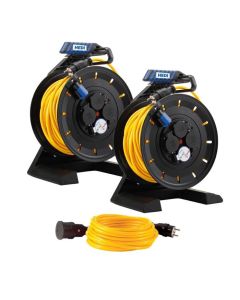 2 Vollkunststoff-Kabeltrommel "Generation 7" Mit 40 m und 1 x Verlängerungsleitung VK25QF gelb