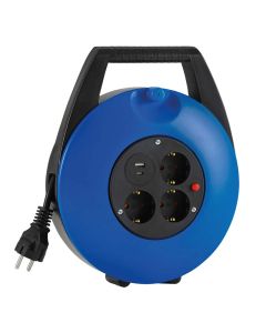 HEDI Kabelbox Schutzkontakt / USB in blau, 10 m
